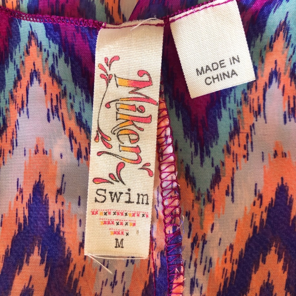 MIKEN SWIM COVER SIZE US M STRETCH WAIST 100% POLYESTER MULTI COLOR - Picture 7 of 7
